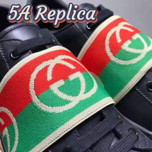 Replica Gucci GG Unisex Ace Sneaker with Elastic Web Interlocking G Black Leather 9