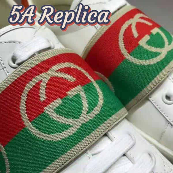 Replica Gucci GG Unisex Ace Sneaker with Elastic Web Interlocking G White Leather 8