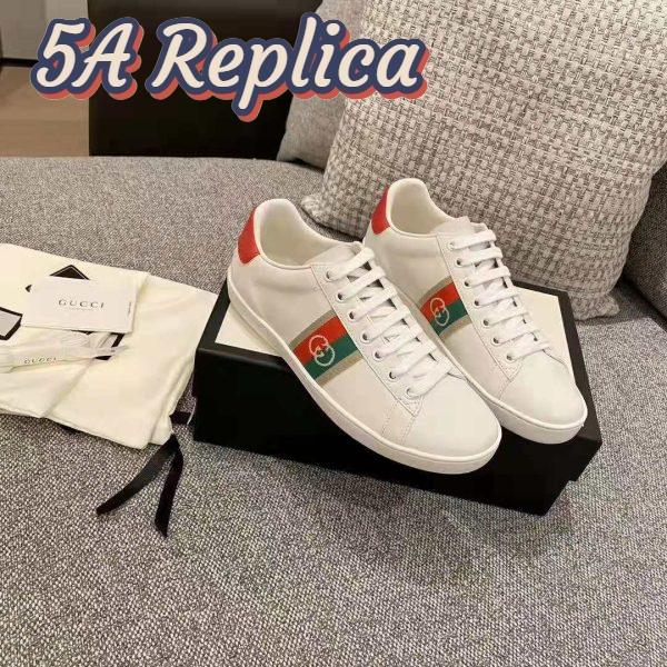 Replica Gucci GG Unisex Ace Sneaker with Interlocking G House Web White Leather 3