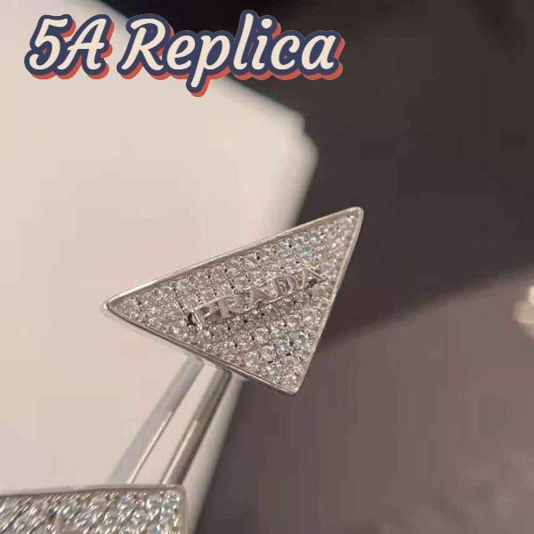 Replica Prada Women Crystal Logo Jewels Zirconia Earrings-Silver 6