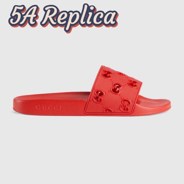 Replica Gucci Men’s Rubber GG Slide Sandal-Red 2