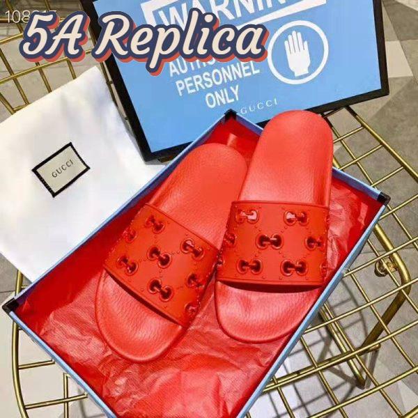 Replica Gucci Men’s Rubber GG Slide Sandal-Red 4