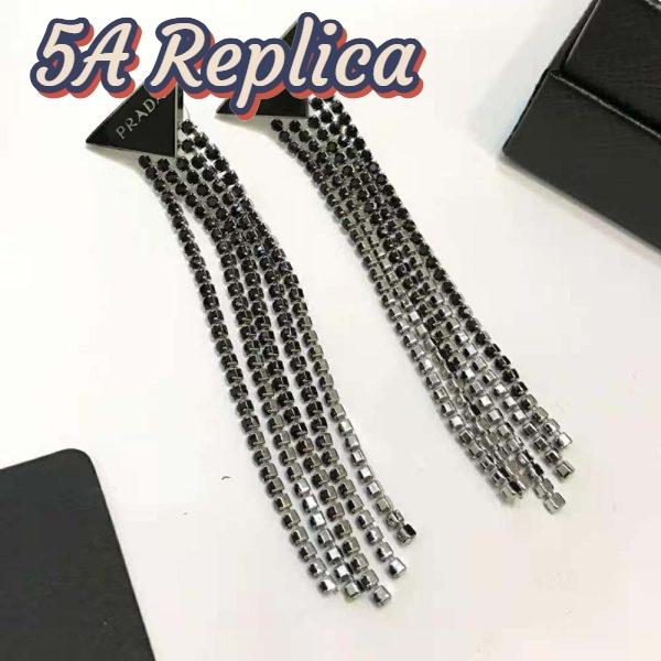 Replica Prada Women Prada Symbole Drop Earrings-Black 4