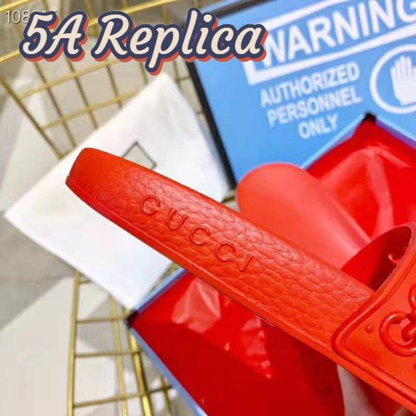 Replica Gucci Men’s Rubber GG Slide Sandal-Red 11