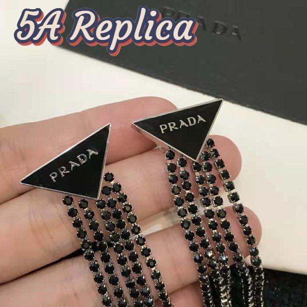 Replica Prada Women Prada Symbole Drop Earrings-Black 8