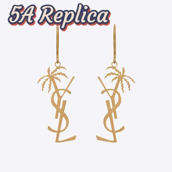 Replica Saint Laurent YSL Women Monogram Palm Earrings in Metal-Gold 2