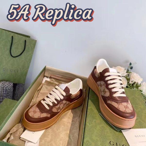 Replica Gucci Unisex Ace Sneaker Beige Ebony Orignal GG Canvas Lace-Up Rubber Flat 7