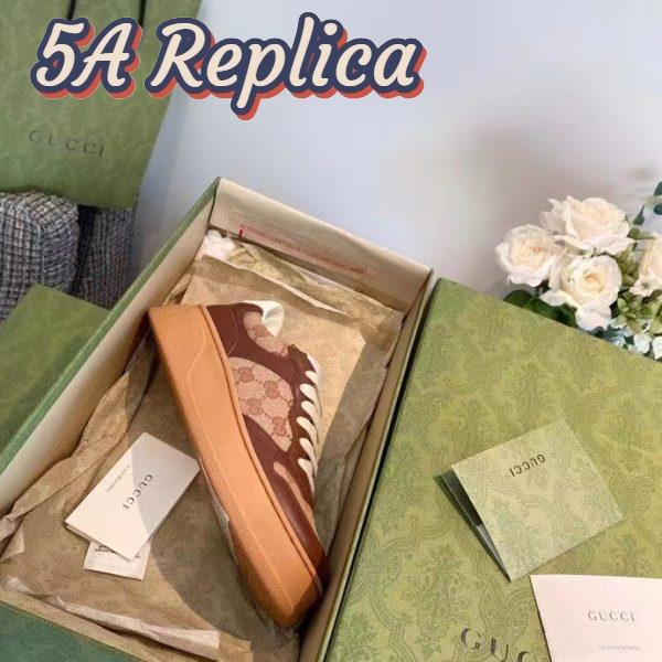 Replica Gucci Unisex Ace Sneaker Beige Ebony Orignal GG Canvas Lace-Up Rubber Flat 9