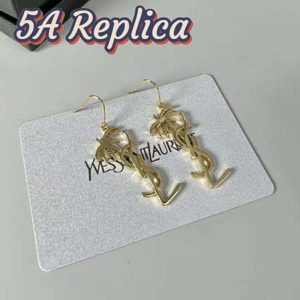 Replica Saint Laurent YSL Women Monogram Palm Earrings in Metal-Gold 6