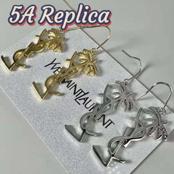 Replica Saint Laurent YSL Women Monogram Palm Earrings in Metal-Gold 8