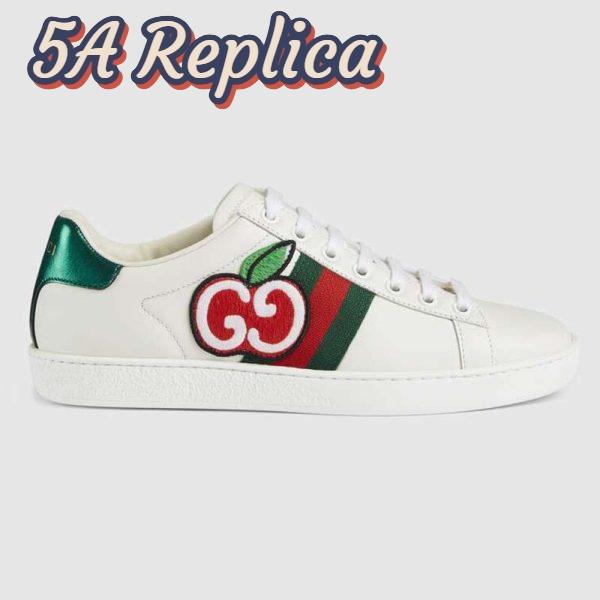 Replica Gucci Unisex Ace Sneaker with GG Apple in White Leather 2 cm Heel
