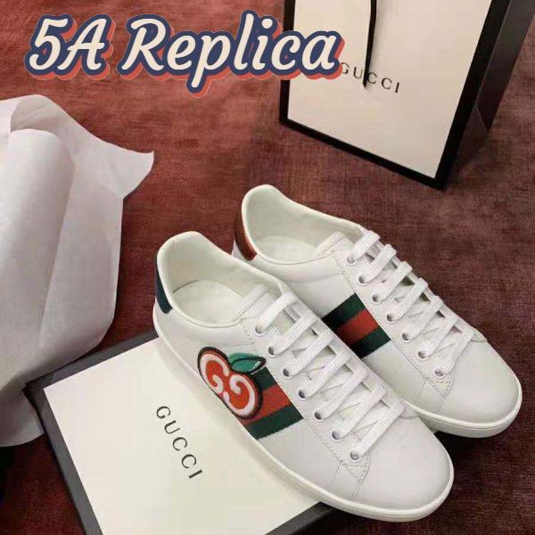 Replica Gucci Unisex Ace Sneaker with GG Apple in White Leather 2 cm Heel 3