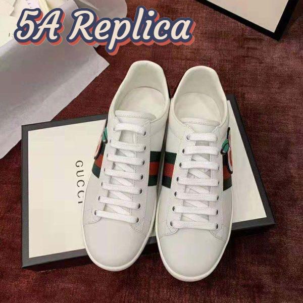Replica Gucci Unisex Ace Sneaker with GG Apple in White Leather 2 cm Heel 4
