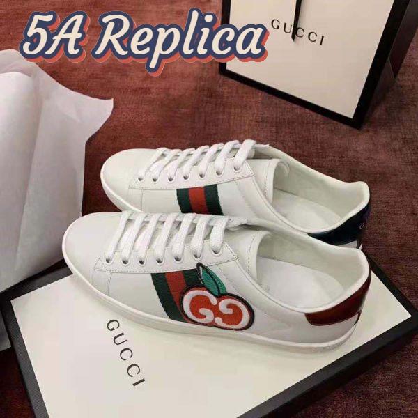 Replica Gucci Unisex Ace Sneaker with GG Apple in White Leather 2 cm Heel 6