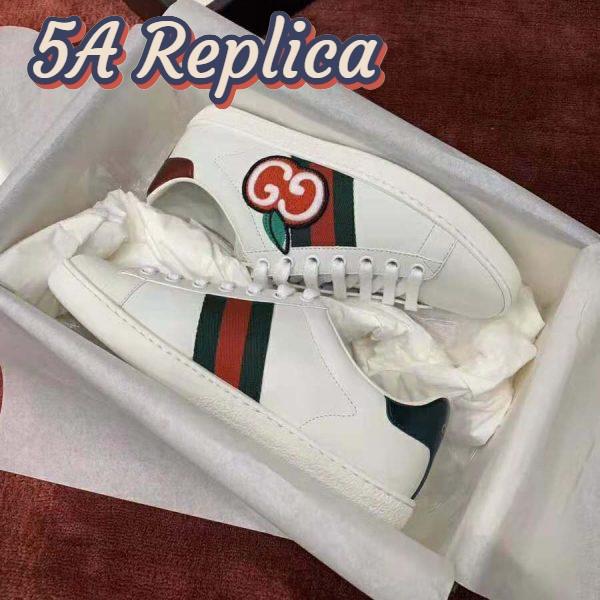 Replica Gucci Unisex Ace Sneaker with GG Apple in White Leather 2 cm Heel 9