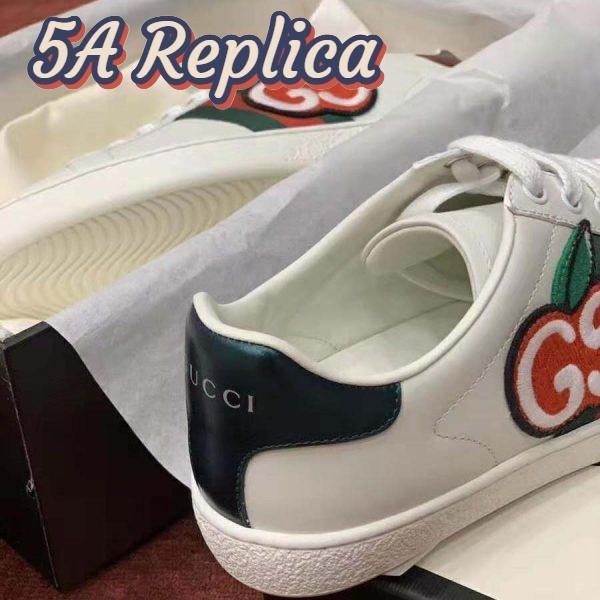 Replica Gucci Unisex Ace Sneaker with GG Apple in White Leather 2 cm Heel 14