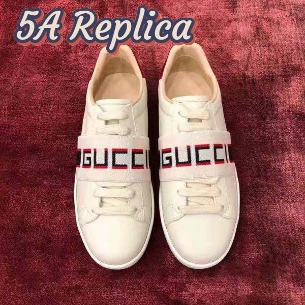 Replica Gucci Unisex Ace Sneaker with Gucci Stripe in White Leather Rubber Sole 3