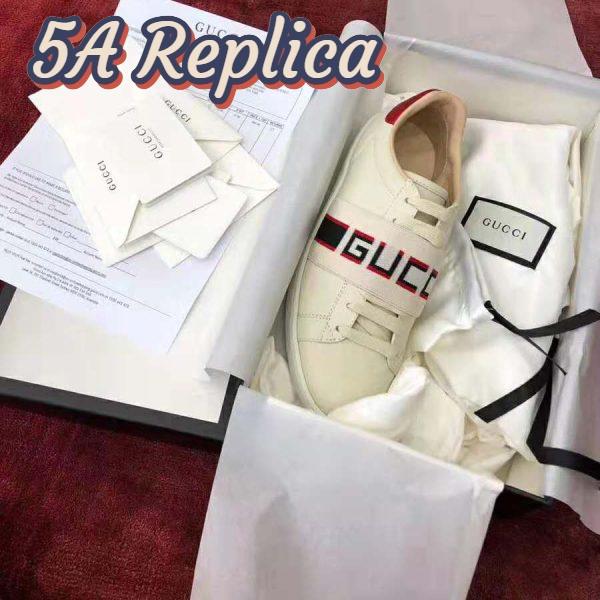 Replica Gucci Unisex Ace Sneaker with Gucci Stripe in White Leather Rubber Sole 6