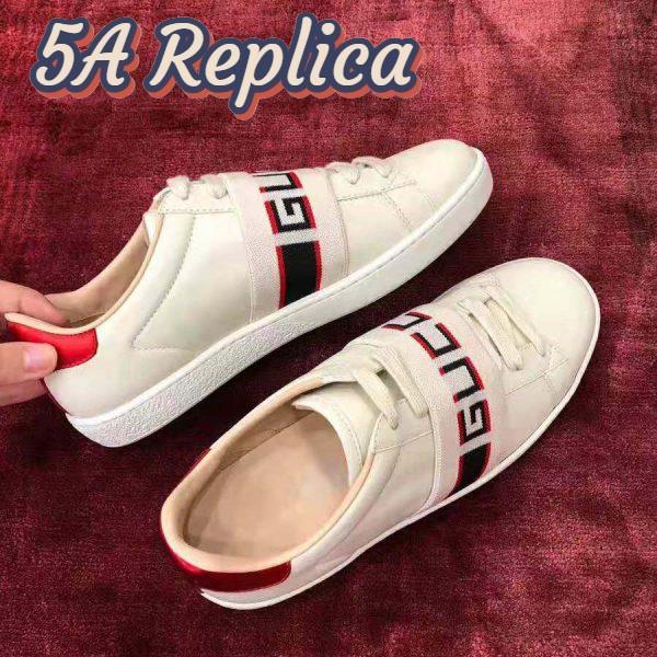 Replica Gucci Unisex Ace Sneaker with Gucci Stripe in White Leather Rubber Sole 7