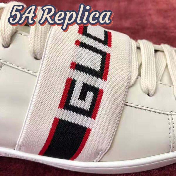 Replica Gucci Unisex Ace Sneaker with Gucci Stripe in White Leather Rubber Sole 8