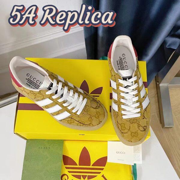 Replica Gucci Unisex Adidas x Gucci Gazelle Sneaker Beige Brown Original GG Canvas 3