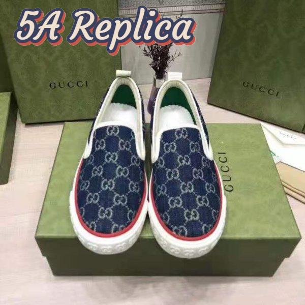 Replica Gucci Unisex Gucci Tennis 1977 Slip-On Sneaker Eco Washed Organic GG Jacquard Denim 3