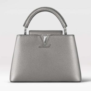 Replica Louis Vuitton LV Women Capucines BB Handbag Etain Metallic Gray Taurillon Leather