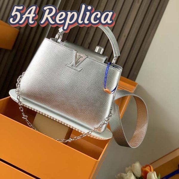 Replica Louis Vuitton LV Women Capucines BB Handbag Etain Metallic Gray Taurillon Leather 2