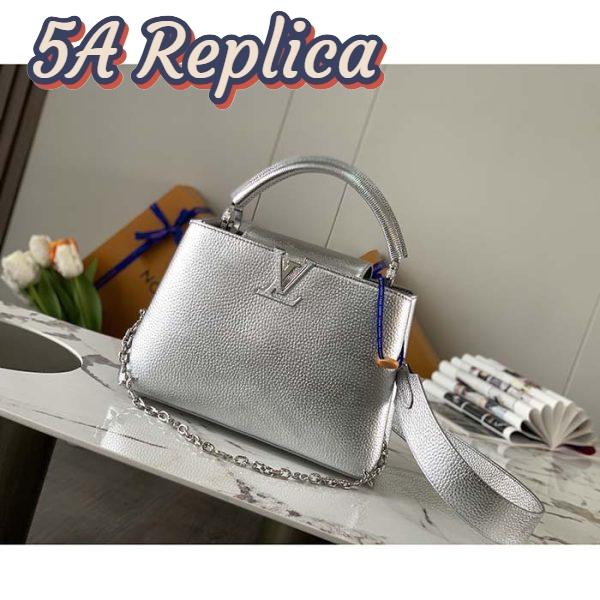 Replica Louis Vuitton LV Women Capucines BB Handbag Etain Metallic Gray Taurillon Leather 3