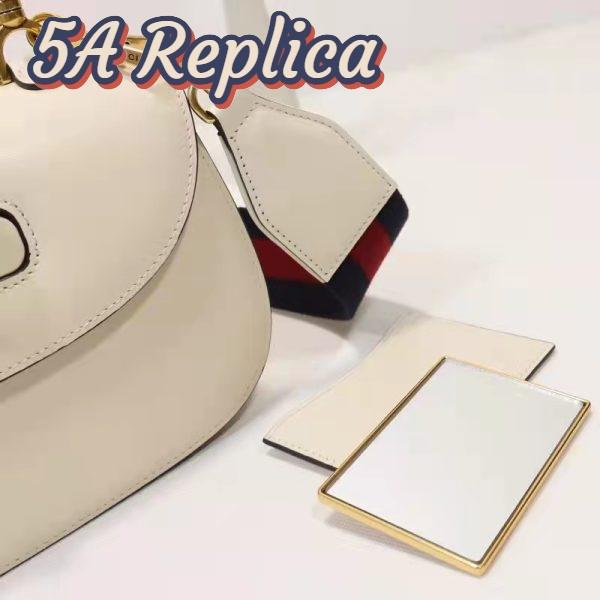 Replica Gucci Women GG Small Top Handle Bag Bamboo White Leather 10