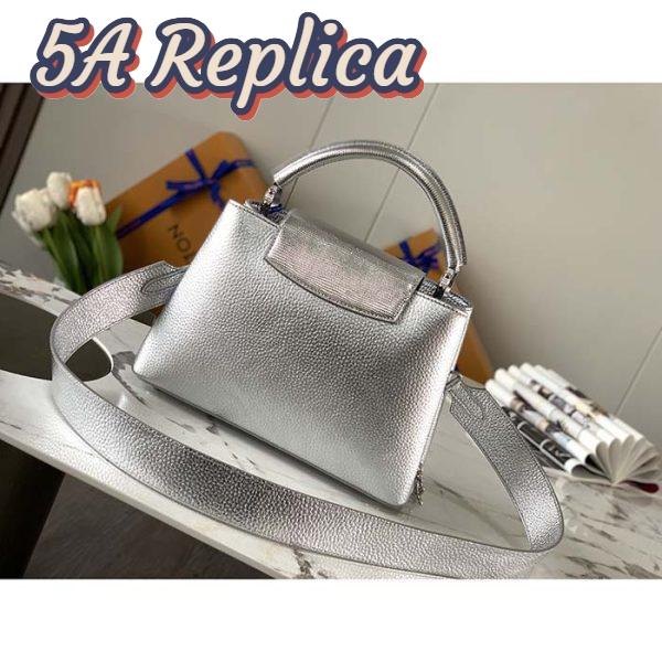 Replica Louis Vuitton LV Women Capucines BB Handbag Etain Metallic Gray Taurillon Leather 4