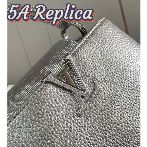 Replica Louis Vuitton LV Women Capucines BB Handbag Etain Metallic Gray Taurillon Leather 9