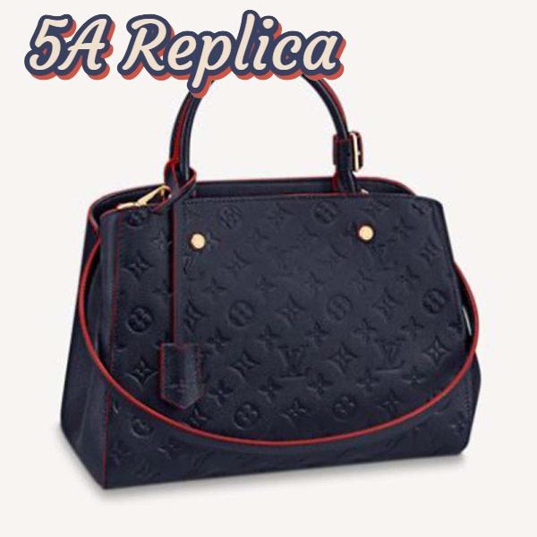 Replica Louis Vuitton LV Women Montaigne MM Handbag Monogram Empreinte Leather-Navy