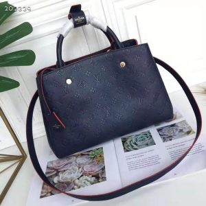 Replica Louis Vuitton LV Women Montaigne MM Handbag Monogram Empreinte Leather-Navy 2