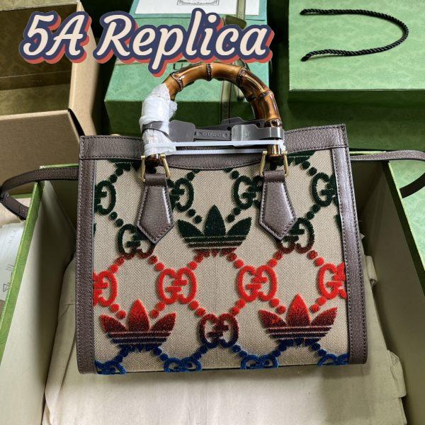 Replica Gucci Unisex Adidas x Gucci Diana Medium Tote Bag Multicolor Velvet GG Trefoil Canvas 4