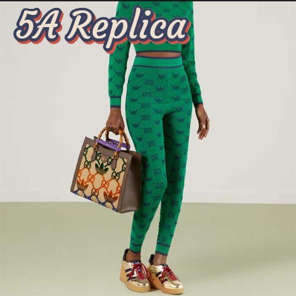 Replica Gucci Unisex Adidas x Gucci Diana Medium Tote Bag Multicolor Velvet GG Trefoil Canvas 12