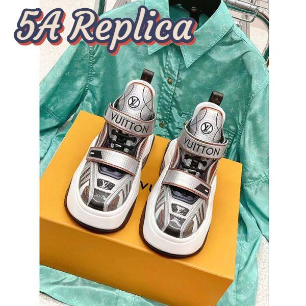 Replica Louis Vuitton Women LV Archlight 2.0 Platform Sneaker Orange Silver 5 Cm Heel 4