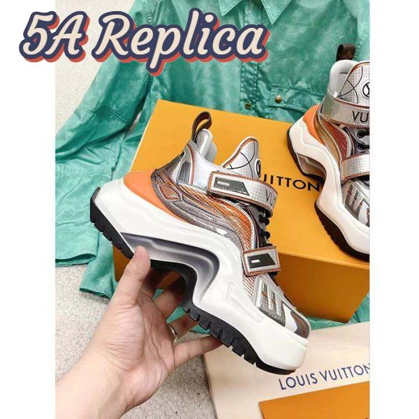 Replica Louis Vuitton Women LV Archlight 2.0 Platform Sneaker Orange Silver 5 Cm Heel 6