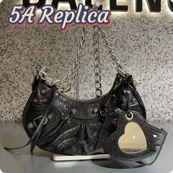 Replica Balenciaga Women BB Le Cagole XS Shoulder Bag Black Arena Lambskin 3