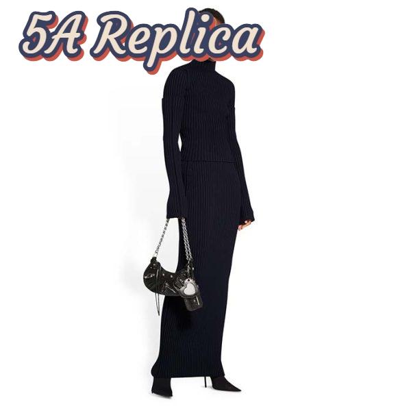 Replica Balenciaga Women BB Le Cagole XS Shoulder Bag Black Arena Lambskin 5