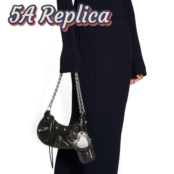Replica Balenciaga Women BB Le Cagole XS Shoulder Bag Black Arena Lambskin 6