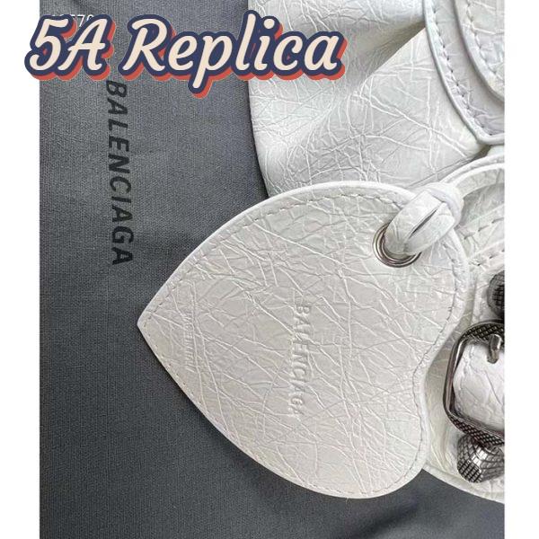 Replica Balenciaga Women BB Le Cagole XS Shoulder Bag White Arena Lambskin 9