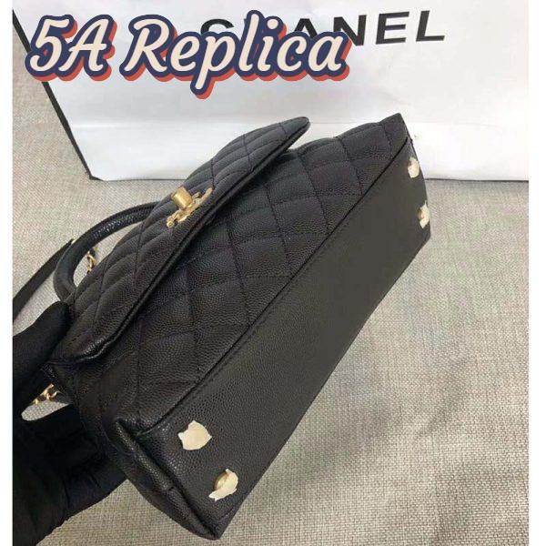 Replica Chanel Women Small Flap Bag with Top Handle Grained Calfskin-Black 9