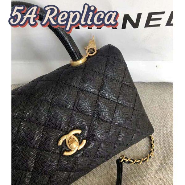 Replica Chanel Women Small Flap Bag with Top Handle Grained Calfskin-Black 10