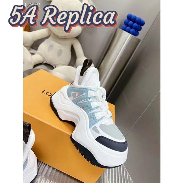 Replica Louis Vuitton Women LV Archlight Sneaker Blue Gray Mix Materials 5 Cm Heel 9
