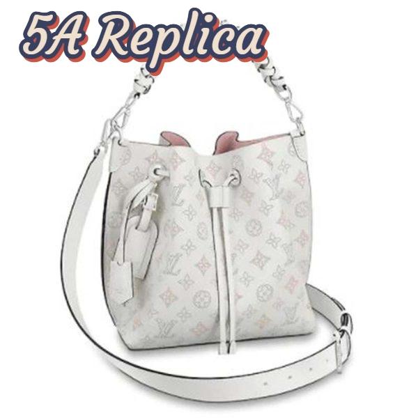 Replica Louis Vuitton LV Unisex Muria Bucket Bag Snow White Mahina Perforated Calf Leather