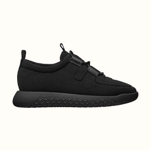 Replica Hermes Women Team Sneaker Double-Sided Technical Mesh Elasticated Laces-Black