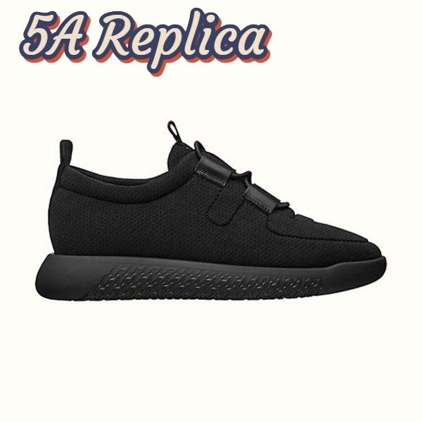 Replica Hermes Women Team Sneaker Double-Sided Technical Mesh Elasticated Laces-Black