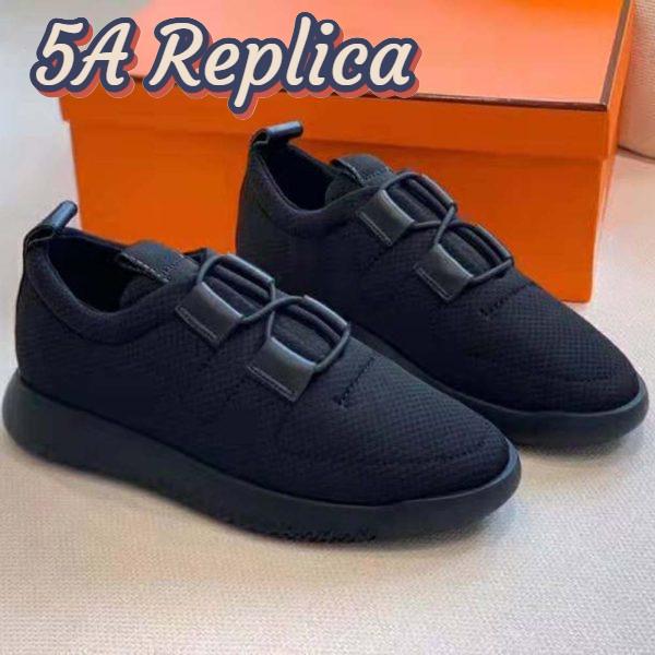 Replica Hermes Women Team Sneaker Double-Sided Technical Mesh Elasticated Laces-Black 3