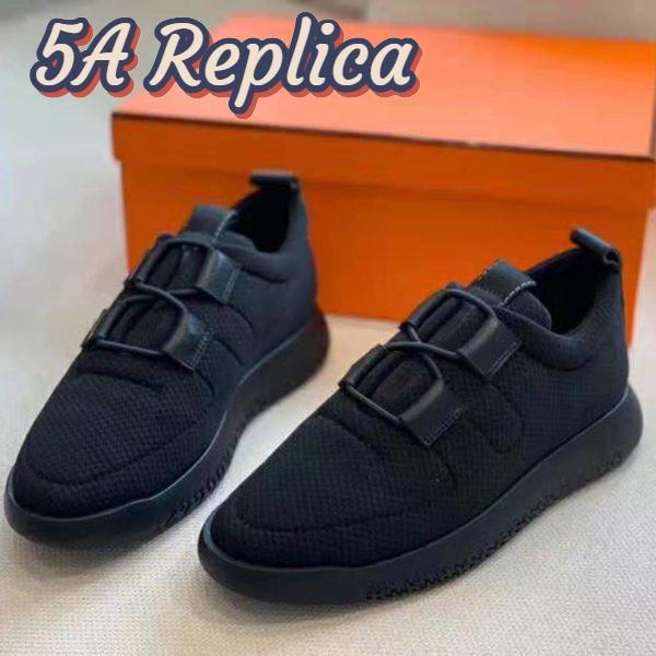 Replica Hermes Women Team Sneaker Double-Sided Technical Mesh Elasticated Laces-Black 5